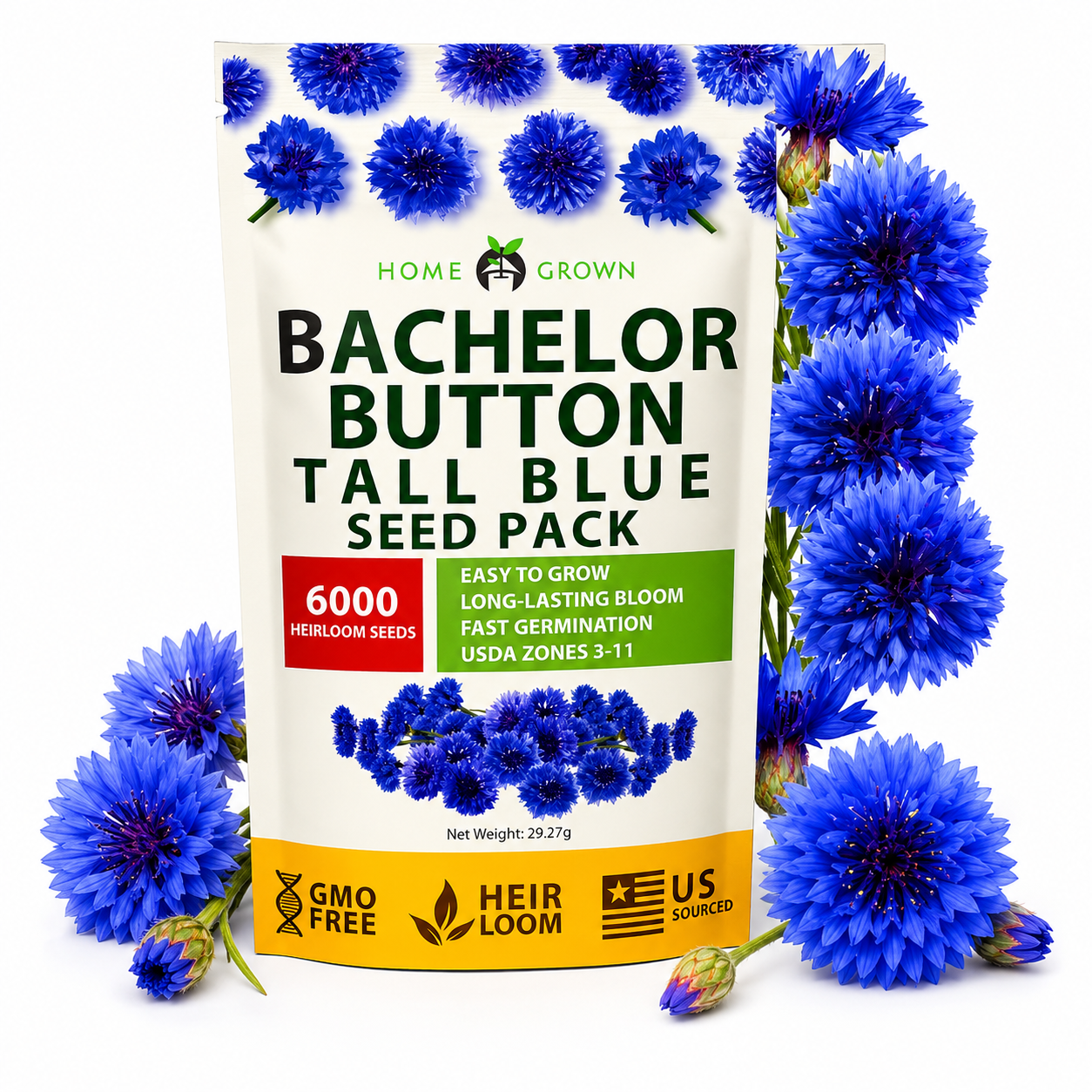 Home Grow Cornflower Flower Seeds - home garden seed pack