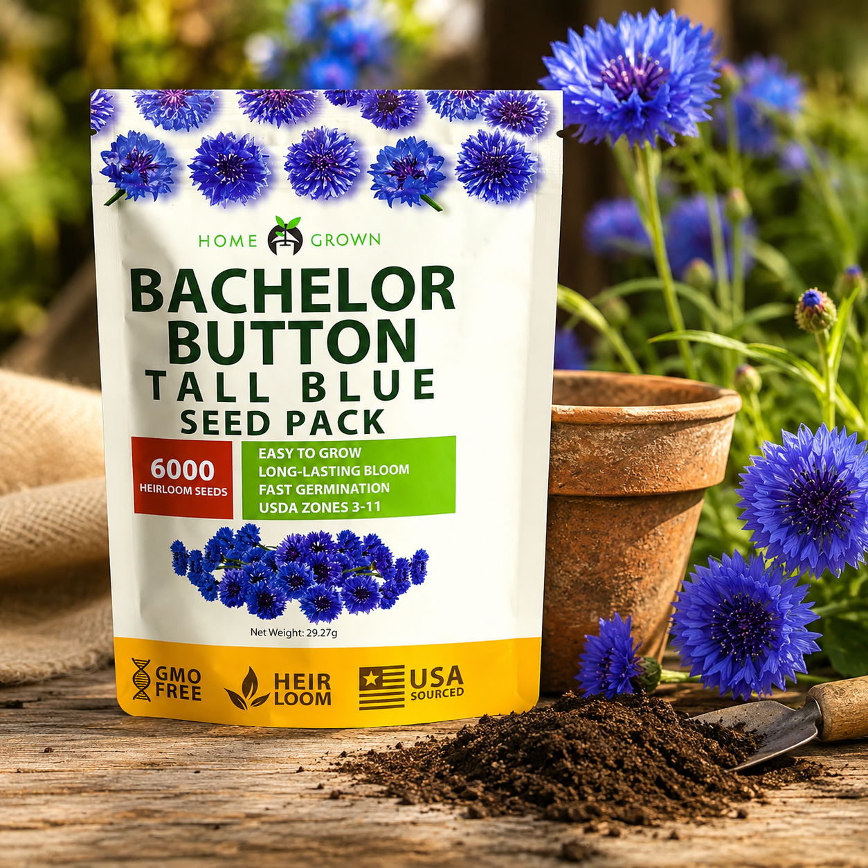 Home Grow Cornflower Flower Seeds - home garden seed pack